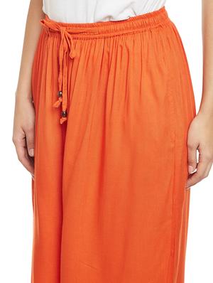 orange solid rayon palazzo - 15084558 - Standard Image - 5