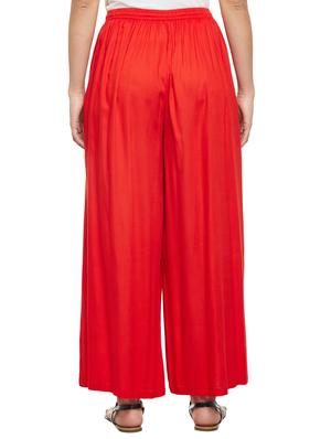 red solid rayon palazzo - 15084559 - Standard Image - 3