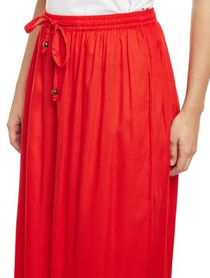 red solid rayon palazzo - 15084559 - Standard Image - 5