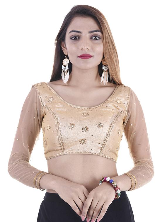 gold silk embroidered blouse - 15084760 - Zoom Image - 1