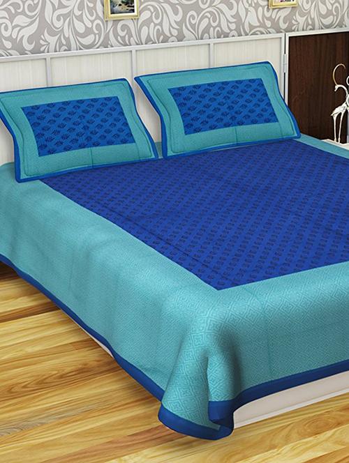 100% cotton jaipuri king size double bedsheet 2 pillow covers - 15085435 - Standard Image - 1
