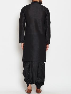 black silk blend dhoti kurta set - 15085461 - Standard Image - 3