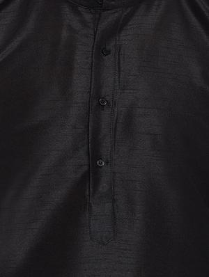 black silk blend dhoti kurta set - 15085461 - Standard Image - 4