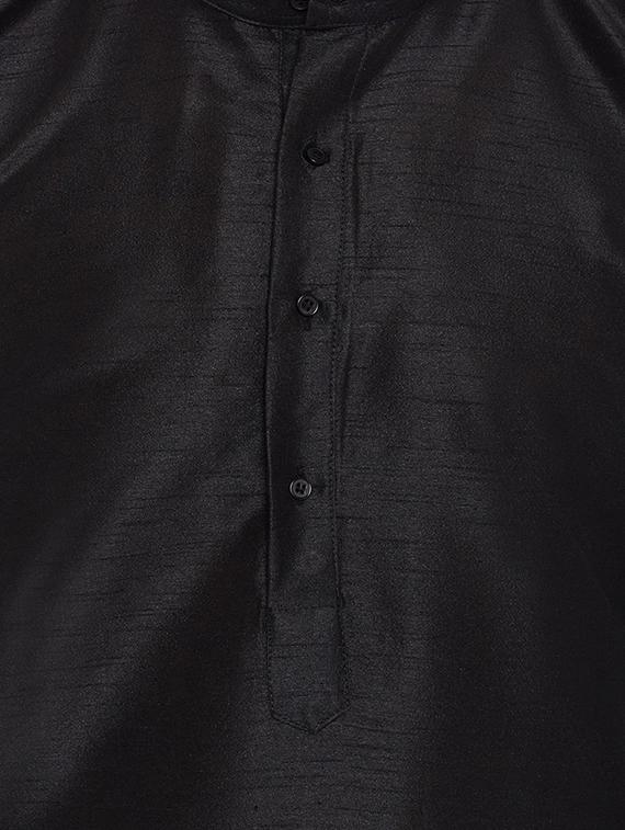 black silk blend dhoti kurta set - 15085461 - Zoom Image - 4