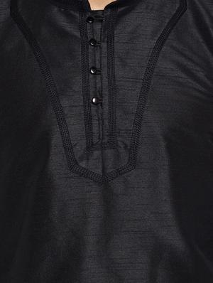black silk blend dhoti kurta set - 15085466 - Standard Image - 4