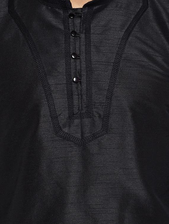 black silk blend dhoti kurta set - 15085466 - Zoom Image - 4