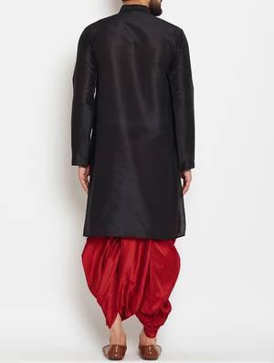 black silk blend dhoti kurta set - 15085467 - Standard Image - 3