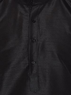 black silk blend dhoti kurta set - 15085467 - Standard Image - 4