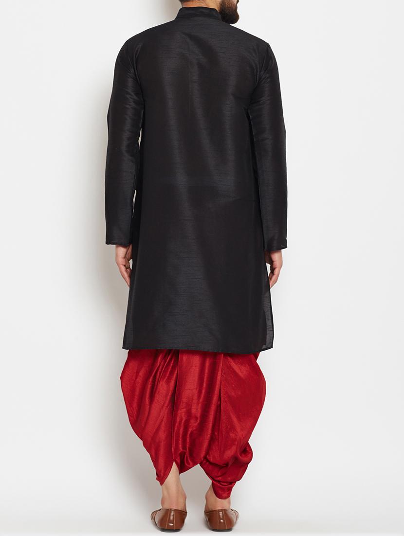 black silk blend dhoti kurta set - 15085467 - Zoom Image - 3