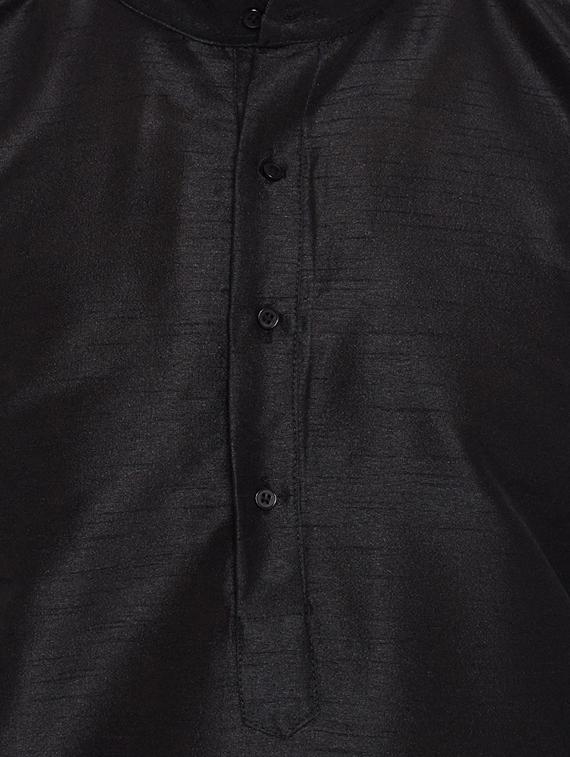 black silk blend dhoti kurta set - 15085467 - Zoom Image - 4
