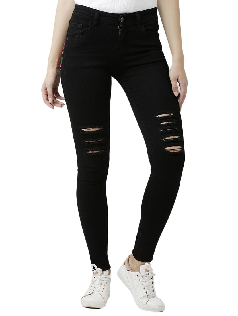 black solid denim jeans - 15085544 - Zoom Image - 1