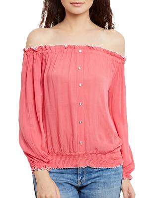 pink cotton off-shoulder top - 15085743 - Standard Image - 1