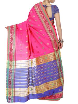 pink silk blend woven saree with blouse - 15086253 - Standard Image - 2