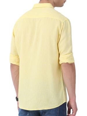 yellow linen casual shirt - 15087209 - Standard Image - 3