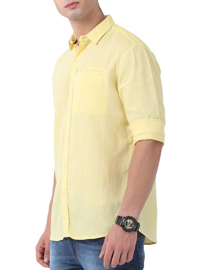 yellow linen casual shirt - 15087209 - Zoom Image - 2