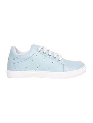 blue faux leather laceup sneakers - 15088087 - Standard Image - 2