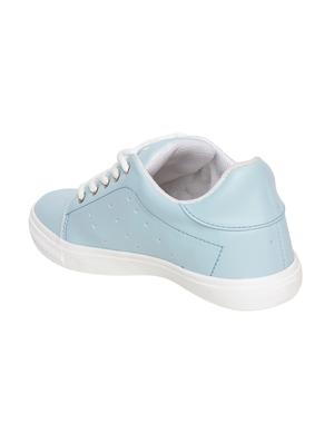 blue faux leather laceup sneakers - 15088087 - Standard Image - 3