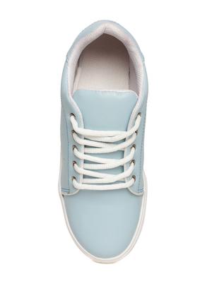 blue faux leather laceup sneakers - 15088087 - Standard Image - 4