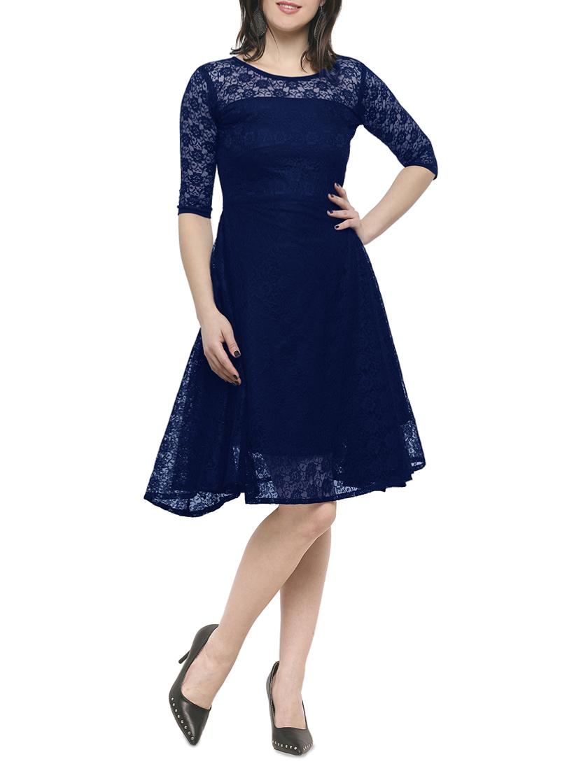 laced panel fit & flare dress - 15088949 - Zoom Image - 1