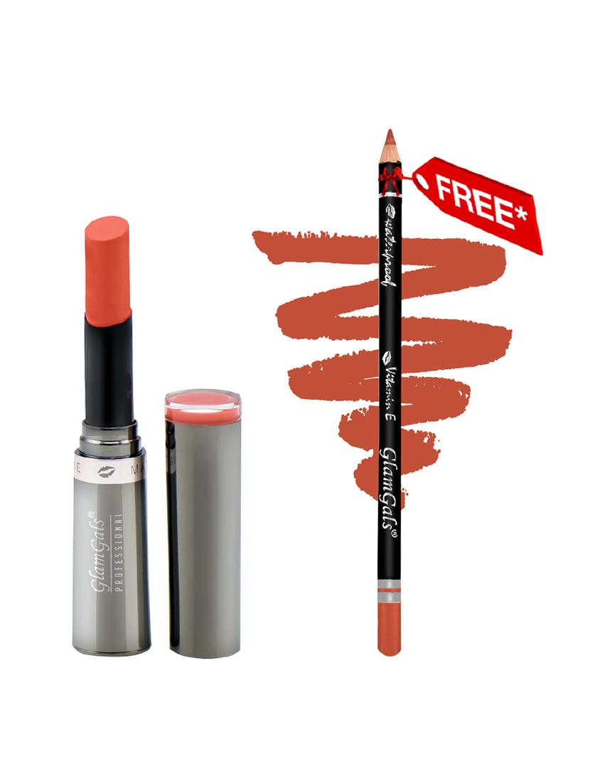 buy glamgals cr\u00e8me matte lipstick 3 gm & get lip liner pencil free - 15090133 - Zoom Image - 1