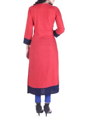 red viscose straight kurta - 15091177 - Standard Image - 3