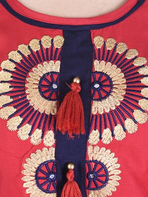 red viscose straight kurta - 15091177 - Standard Image - 4