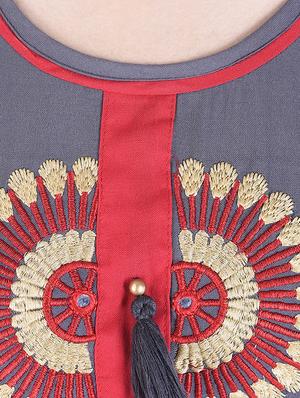 grey viscose straight kurta - 15091179 - Standard Image - 4