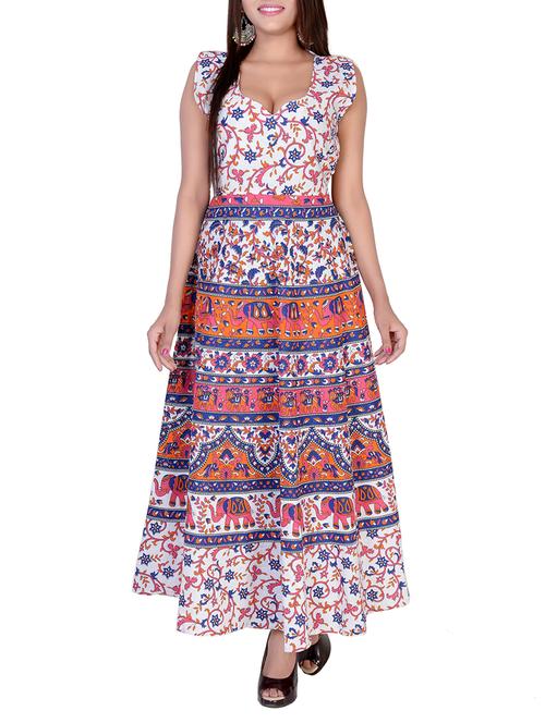 blue cotton flared kurta - 15091226 - Standard Image - 1