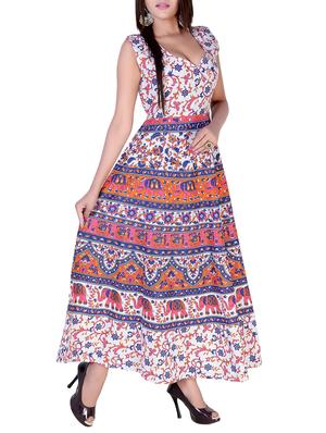 blue cotton flared kurta - 15091226 - Standard Image - 2