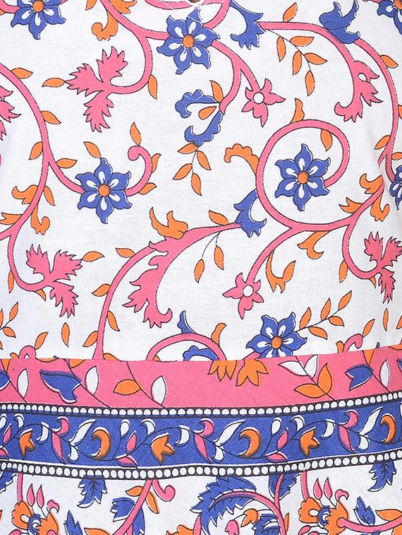 blue cotton flared kurta - 15091226 - Zoom Image - 4