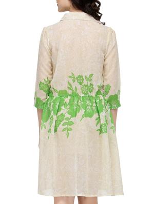 beige printed blouson dress - 15091337 - Standard Image - 3