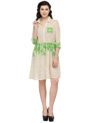 beige printed blouson dress - 15091337 - Standard Image - 4