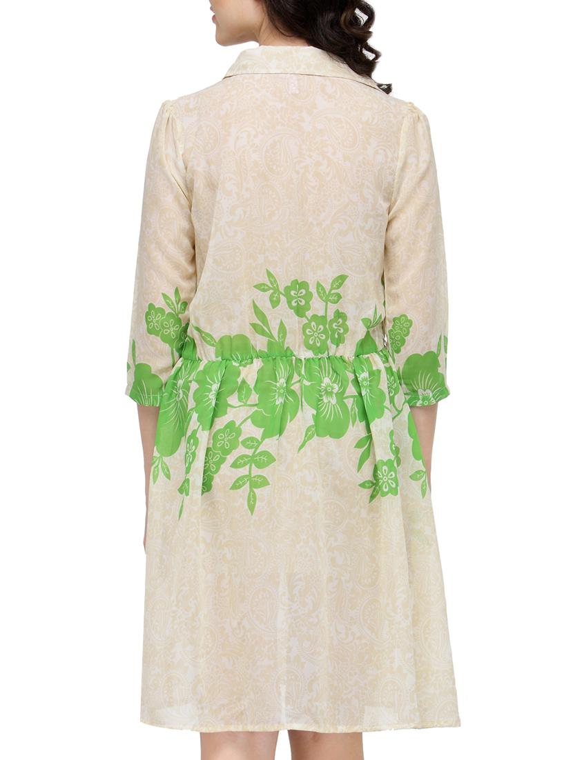 beige printed blouson dress - 15091337 - Zoom Image - 3