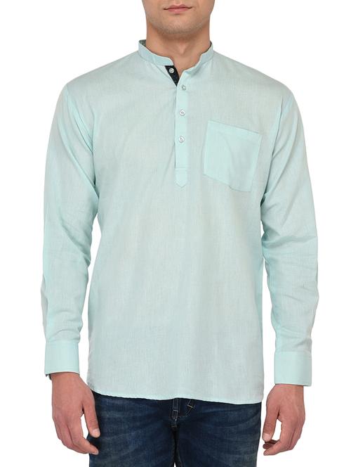 green cotton short kurta - 15091794 - Standard Image - 1