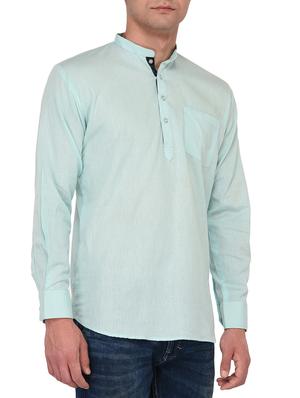 green cotton short kurta - 15091794 - Standard Image - 2