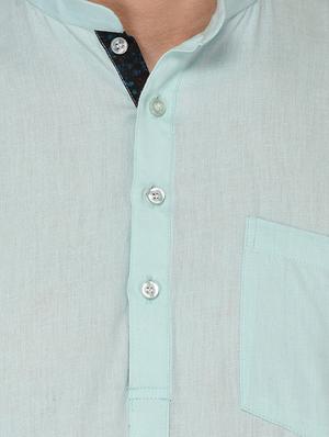 green cotton short kurta - 15091794 - Standard Image - 4