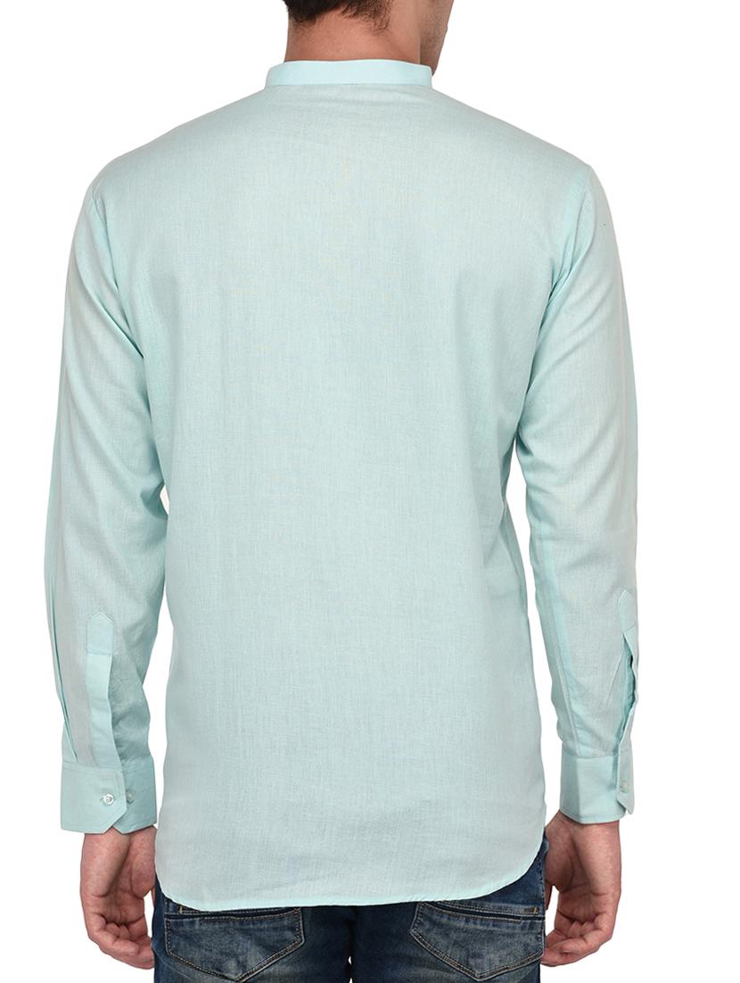green cotton short kurta - 15091794 - Zoom Image - 3