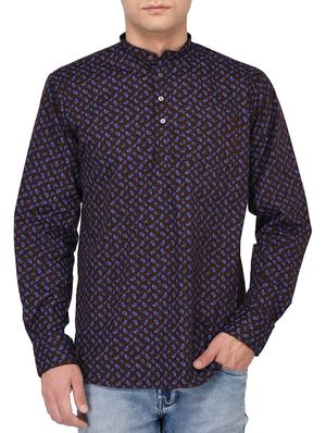 brown cotton short kurta - 15091796 - Standard Image - 1