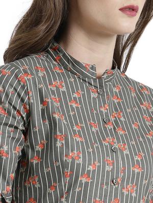 olive printed a-line dress - 15092378 - Standard Image - 4