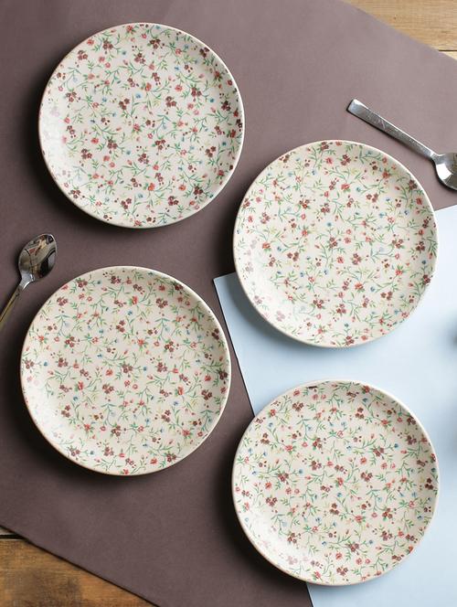 set of 4 handcrafted decal cherry 7-inch ceramic quarter plates - 15092514 - Very Small Image - 1