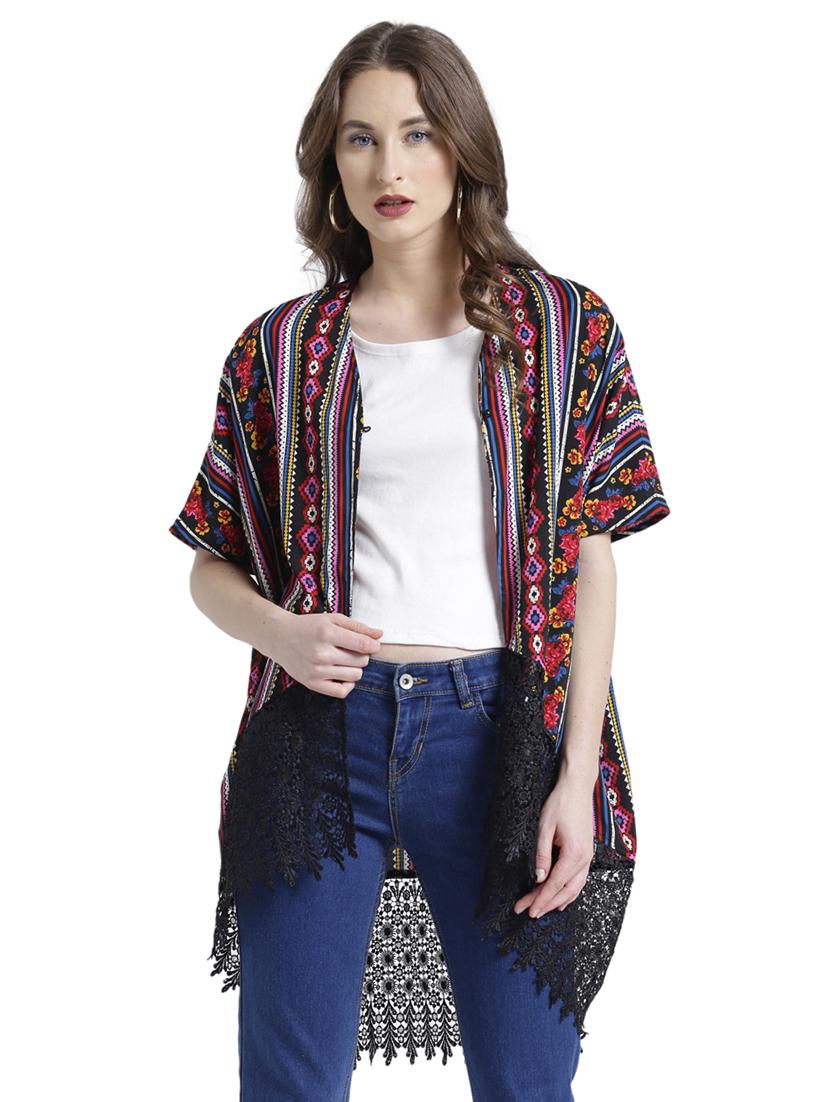 black printed asymmetric shrug - 15092789 - Zoom Image - 1