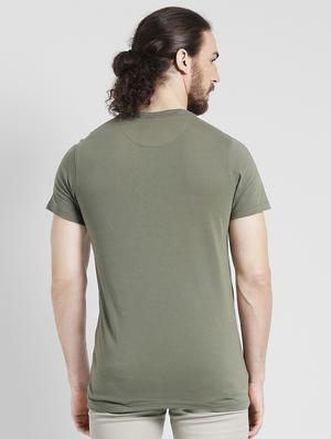 olive green cotton front print tshirt - 15092912 - Standard Image - 3