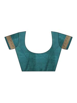 green silk blend printed saree with blouse - 15092937 - Standard Image - 3
