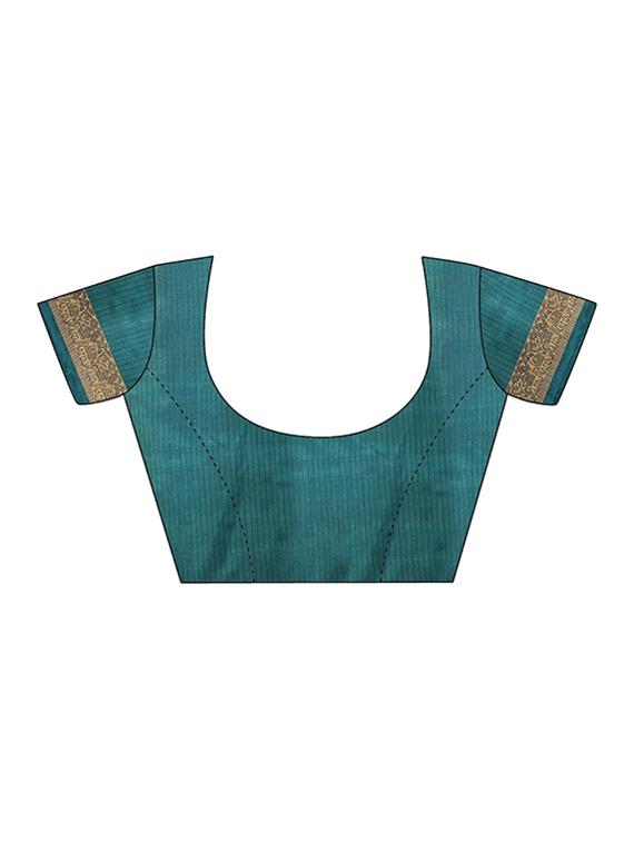 green silk blend printed saree with blouse - 15092937 - Zoom Image - 3