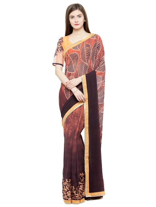 grey georgette printed saree with blouse - 15093321 - Standard Image - 1