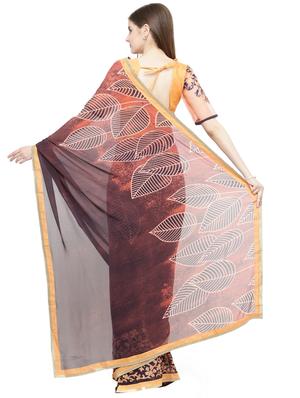grey georgette printed saree with blouse - 15093321 - Standard Image - 2