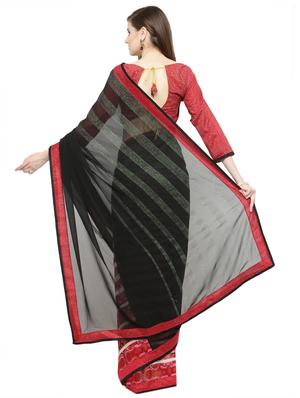black georgette half and half saree with blouse - 15093366 - Standard Image - 2