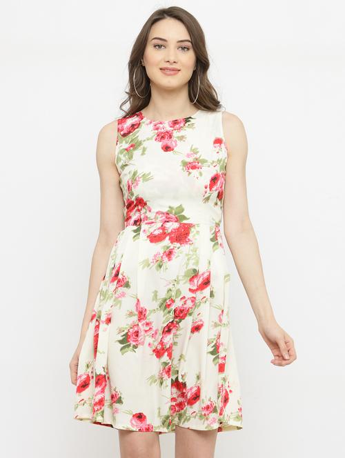 round neck floral flared dress - 15093422 - Standard Image - 1