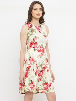 round neck floral flared dress - 15093422 - Standard Image - 2