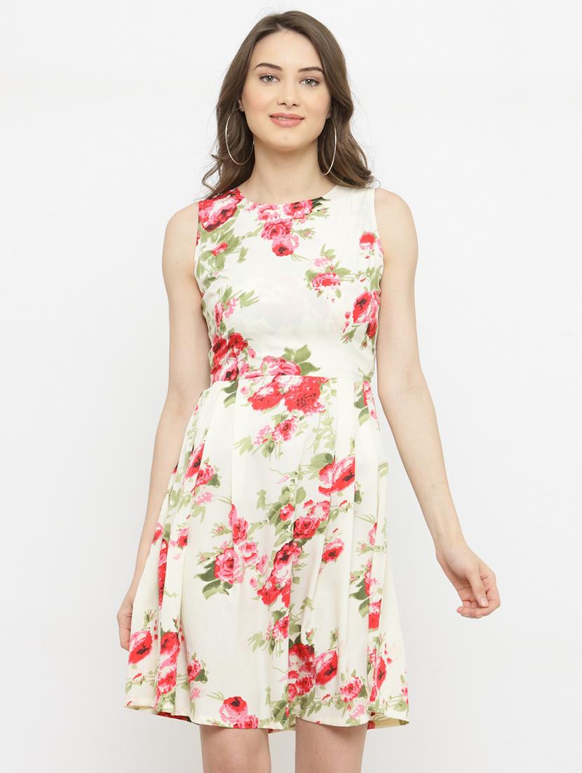 round neck floral flared dress - 15093422 - Zoom Image - 1